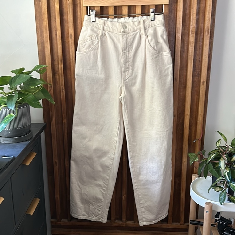 MOTHER Jeans The Half Spring Pleated Greaser Ankle in Act Natural. Size 27X27